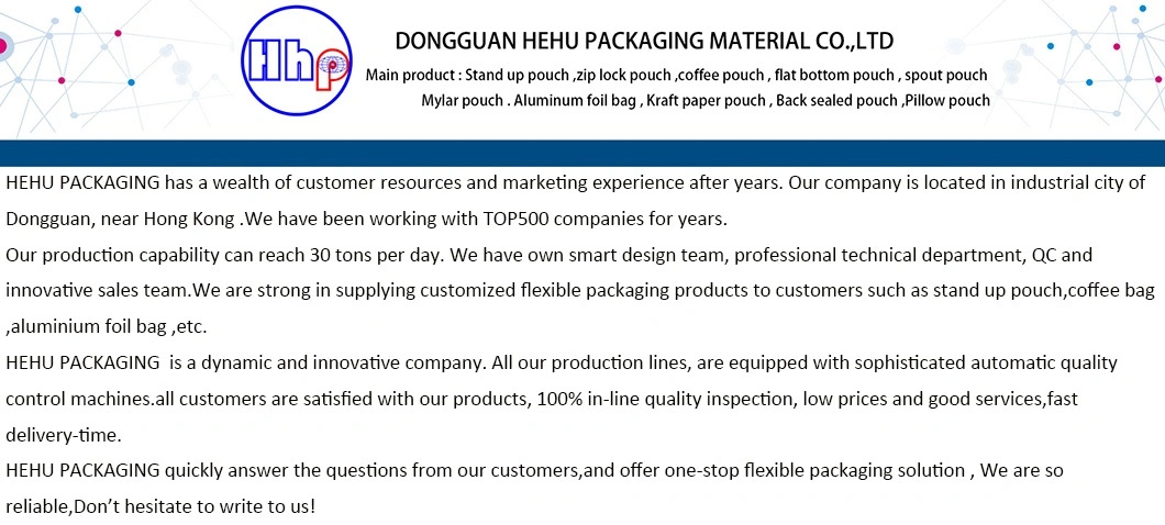 Hot Sale Customized Aluminum Foil Resealable Ziplock Waterproof Plastic Packaging Bag Biscuits Snack Stand up Pouch