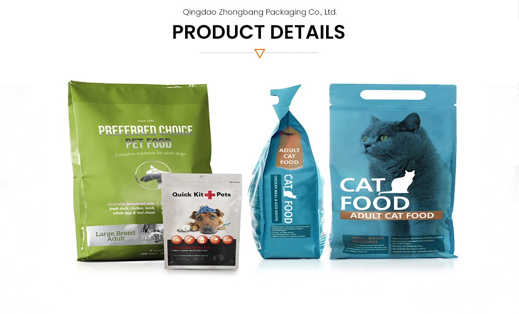 OEM Plastic Stand up Flat Bottom Pet Food Packaging