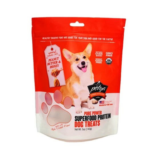 Custom Logo Food Grade Printed Stand up Pouch Plastic Aluminium Pouch Ziplock Pet Food Bag Resealable Packaging