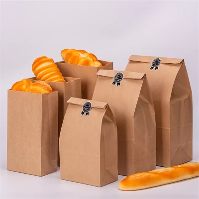27X15X9 32X18X11cm Brown Kraft Paper Bags Cookie Bread Baking Package Gift Bags Packing Food Takeout Eco-Friendly Bag Wholesale