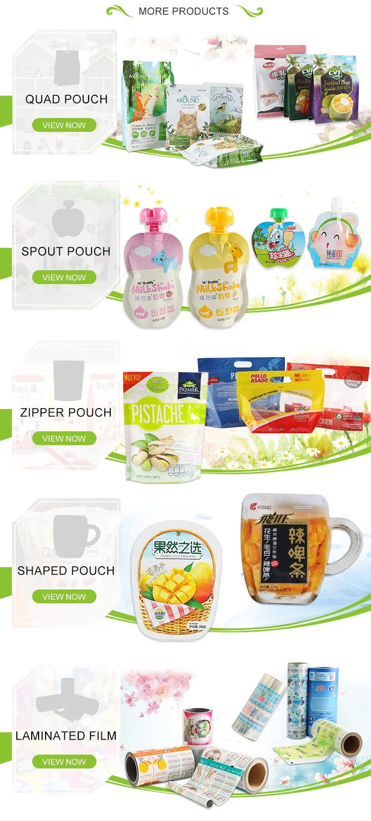 Packaging Plastic Drink Pouches with Spout