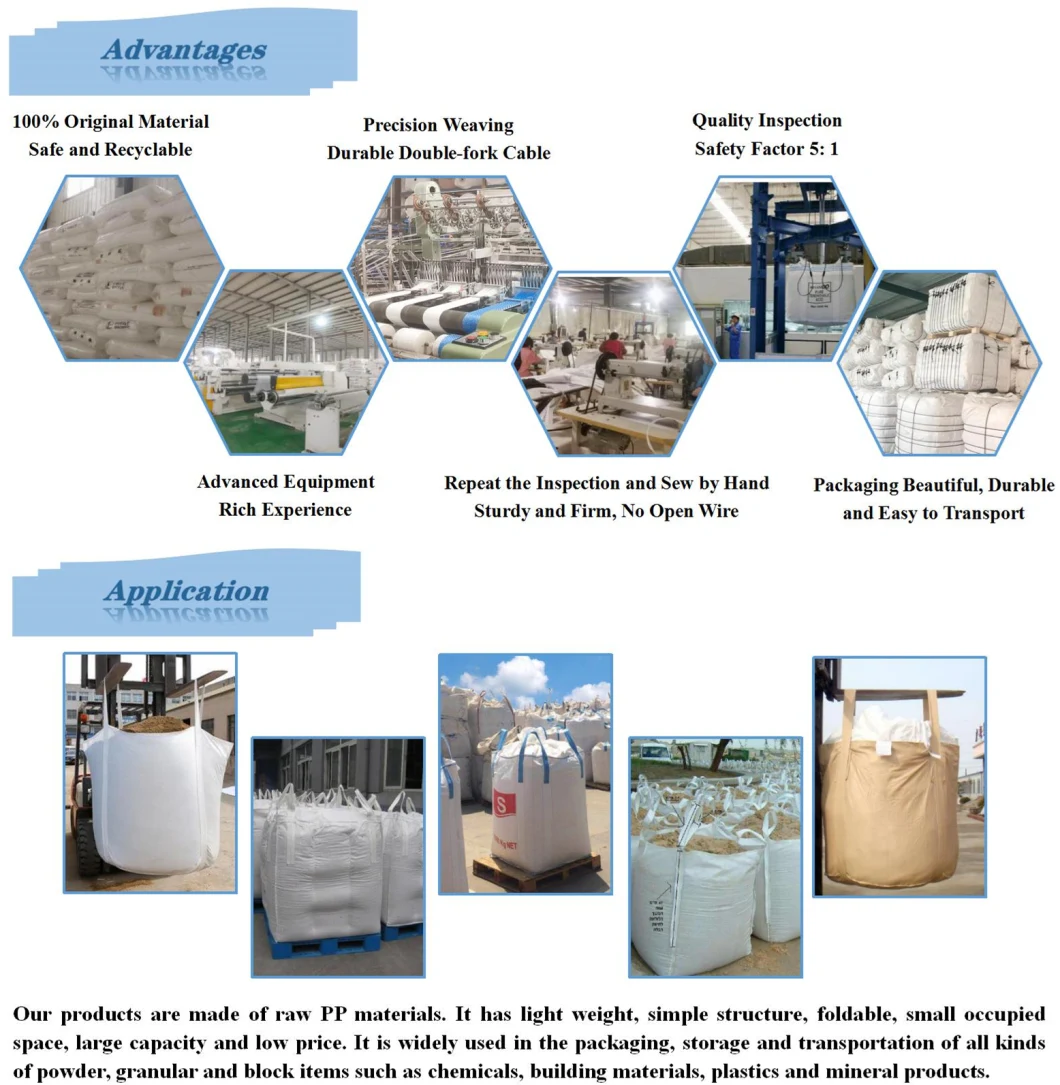 1 One 1.5 Tonne 2 Ton Cement Price Sugar Super Sacks Suplier Sand 500kg 1000kg 1500kg Rice Baffle 500 1000 1500 2000 Kg PP Plastic Woven Big Bulk Jumbo FIBC Bag