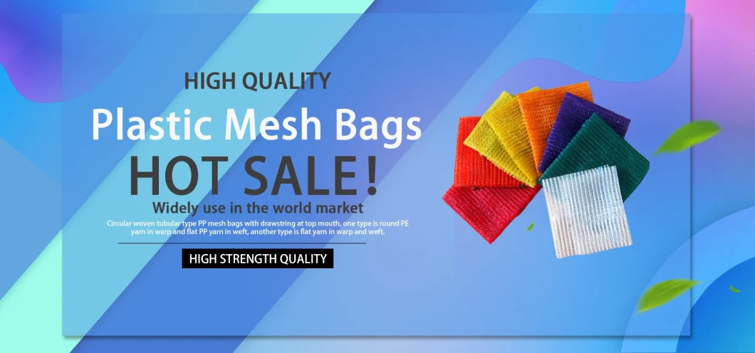 PP or PE Vegetable Bags Woven Mesh Potato Sack with Drawstring 50X80cm Hot Sell