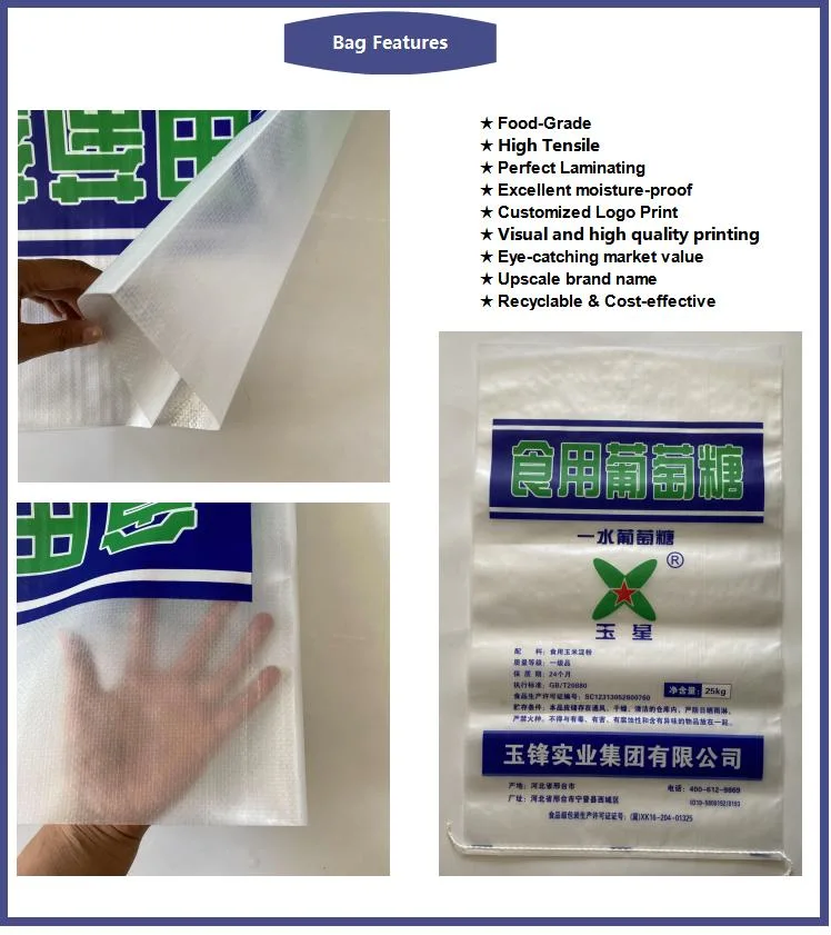 White Big Printed Food Grade PP Woven Sack for Sugar Packaging with Brc Certified