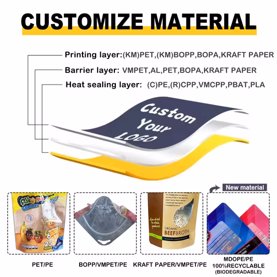 Food Grade Recylable Mylar Plastic Packaging Bag for Coffee Rice Nut Packaging